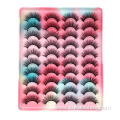 pink rainbow tray 20 pairs natural fluffy lashes